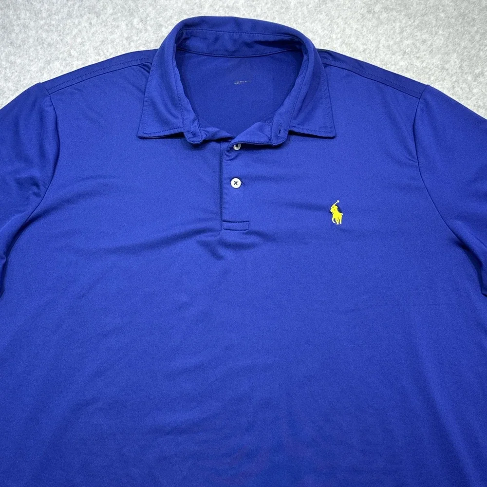Ralph Lauren Performance Polo Shirt Large Blue Golf Stretch Wicking Casual
